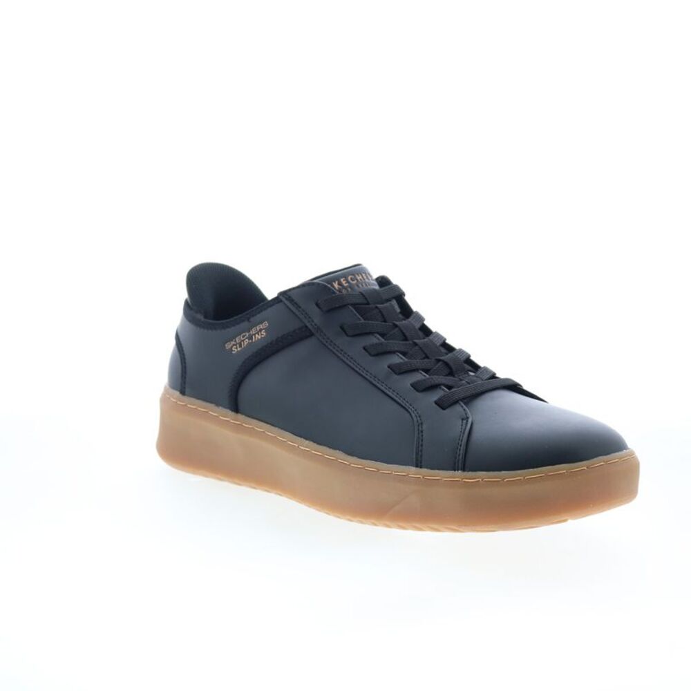 Skechers Mens Court Break Double Vented Black Shoes (NWT) - Picture 2 of 7